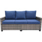 Yardgrace 4-Piece Wicker Patio Furniture Set, Sectional Sofa with Glass Coffee Table & Large Storage Box, Couch, Outdoor Conversation Set with Thick Blue Cushions
