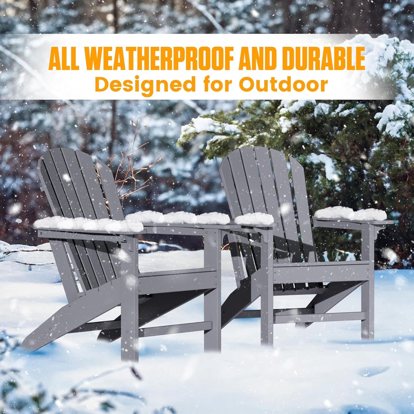 Yardgrace Adirondack Chair, Large Lawn Chair, Outdoor Chair with Durability and Weather Resistance, HDPE Patio Chair for Yard, Porch, Garden, Deck, Swimming Pool