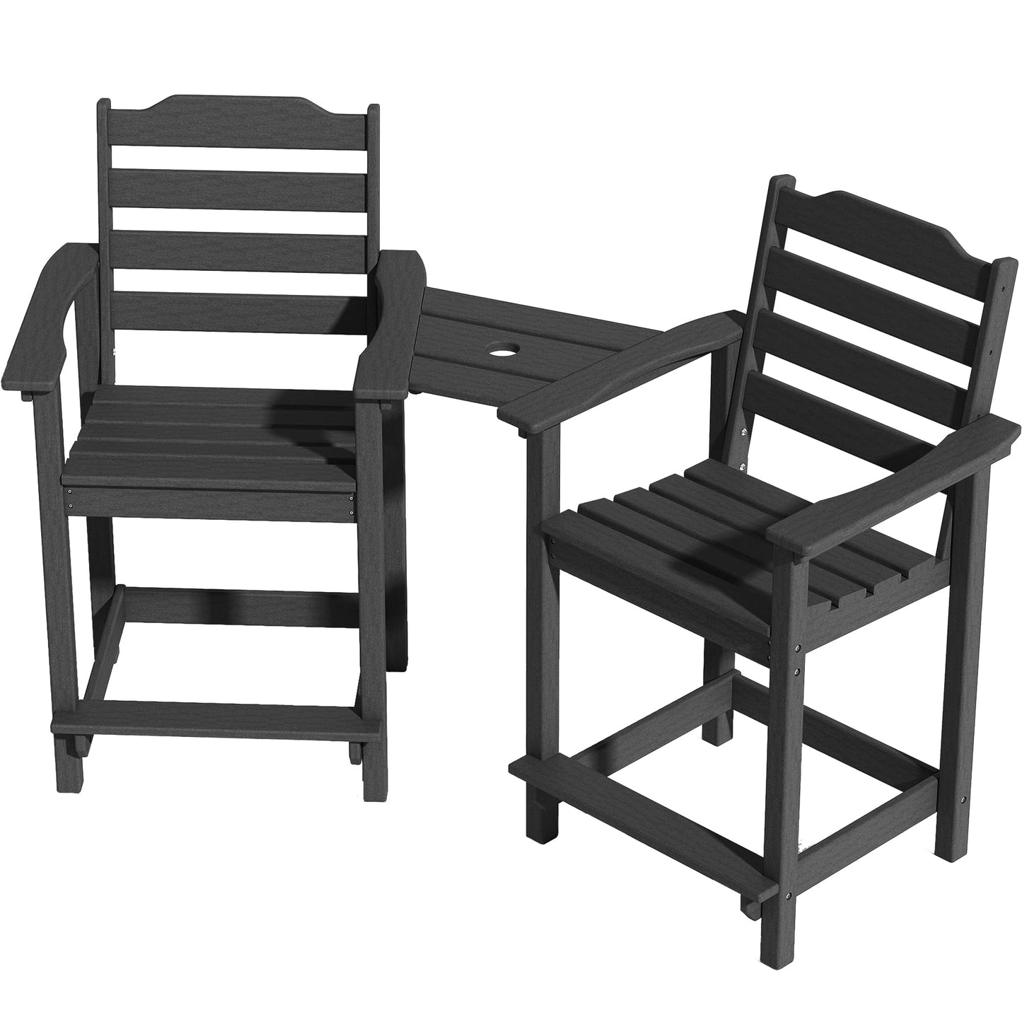 Yardgrace Tall Adirondack Chair, HDPE Bar Height Indoor&Outdoor Chair, All Weather Resistant Adirondack Outdoor Bar Stools for Balcony, Porch Kitchen, Bistro, Poolside, Backyard