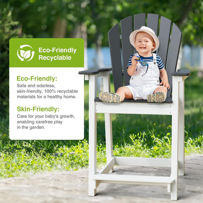 Outdoor Tall Adirondack Chairs, HDPE Weather Resistant Outdoor Balcony Patio Bar Stool Chair with Widened Arms, High Back, Footrest All-Weather Bar Chair for Garden, Yard, Backyard, Capacity 400lbs