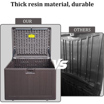 33 Gallon Pro Lockable Resin Deck Box, Waterproof Outdoor Storage Box for Patio Furniture, Garden Tools, Pool Accessories, UV-Resistant Outside Delivery, Brown