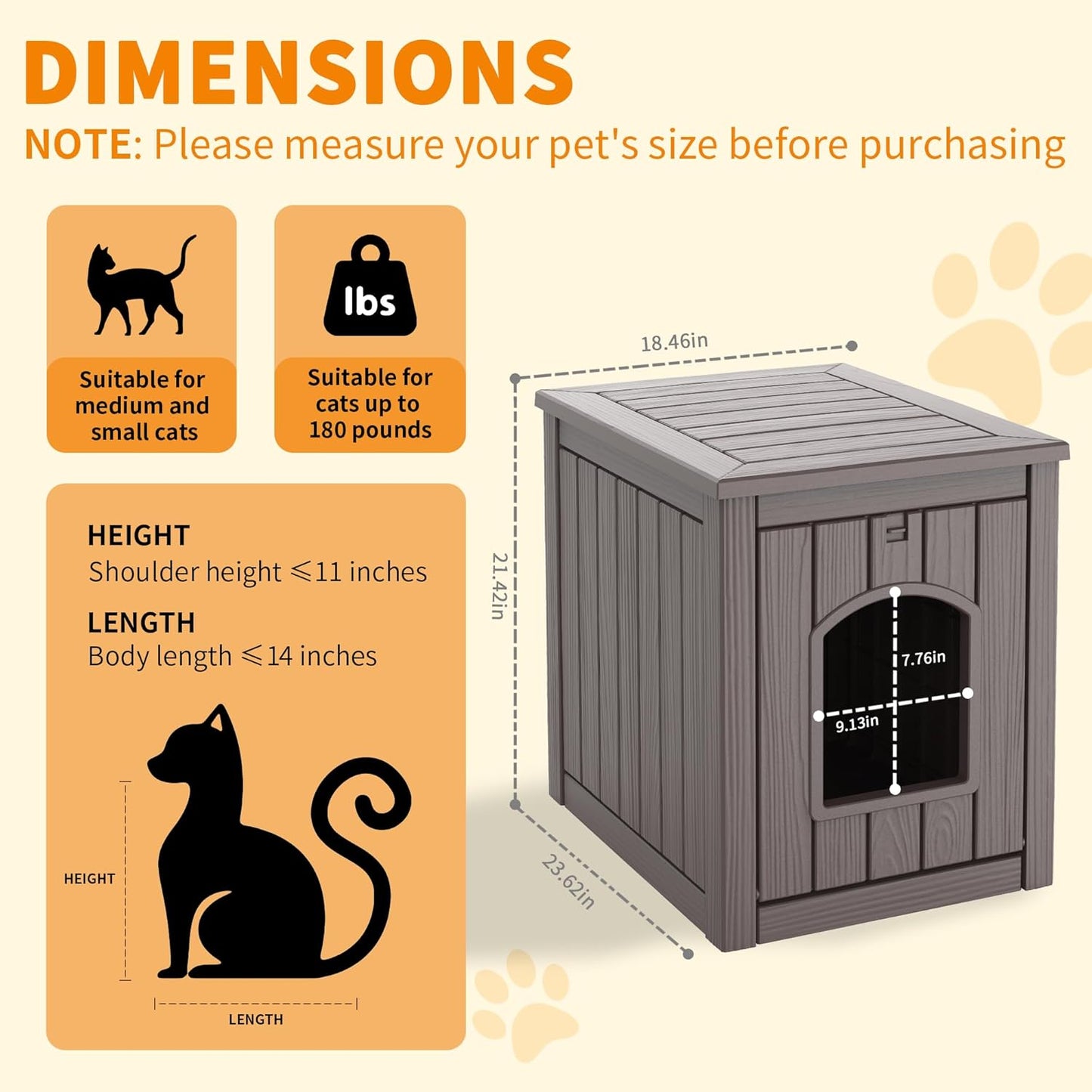 Yardgrac Outdoor Cat House - Weatherproof Resin Cat Houses for Outdoor Cats, Durable & Insulated Shelter for Garden, Patio, or Backyard