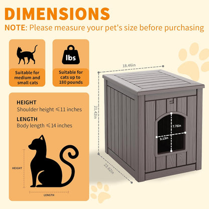 Yardgrac Outdoor Cat House - Weatherproof Resin Cat Houses for Outdoor Cats, Durable & Insulated Shelter for Garden, Patio, or Backyard