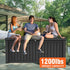 150 gallon deck box used as additional outdoor seating
