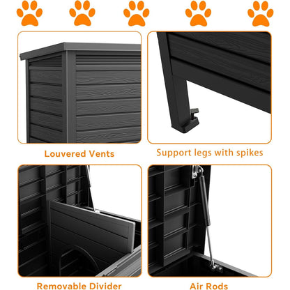 Yardgrace Outdoor Cat House,Weatherproof Feral Cat Shelter with Raised Floor,Warm,PP Material,Outdoor Feral Cat House for Cats and Small Animals,with Door,Easy to Assemble (Black, Large)