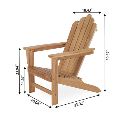 Yardgrace Teak Wood Adirondack Chair with Wide Armrest,Patio Seating Wooden Chair, Water & Weather Resistant Outside Furniture for Patio, Deck, Lawn, Garden, Beach, Swimming Pool, Backyard or Terrace