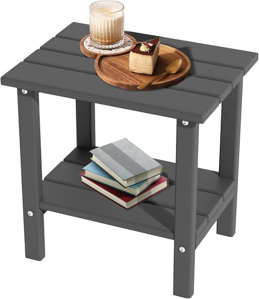 Yardgrace Outdoor Side Table,2-Tier Adirondack HDPE Small Patio Table for Porch, Yard, Weather Resistant, Outside or Indoor