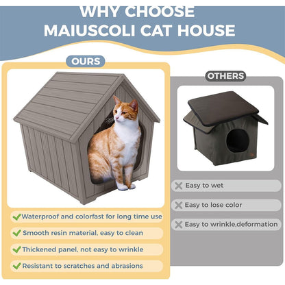 Yardgrace Outdoor Waterproof Cat House,23.43×22.64×22.8 Inches,Insulated Cat Shelter Feral for All Seasons,Easy to Assemble,Suitable for Cats and Small Dogs (Light Brown, 23.43×22.64×22.8 Inches)