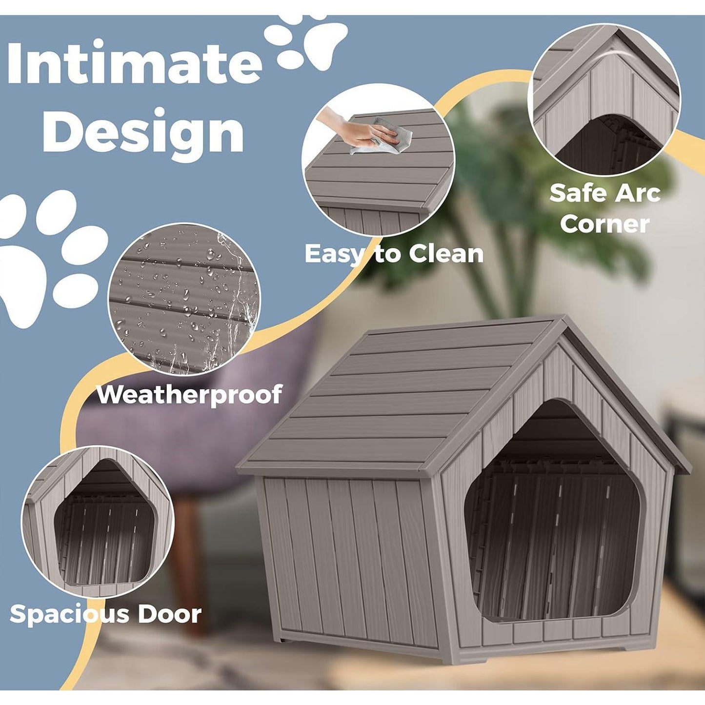 Yardgrace Outdoor Waterproof Cat House,23.43×22.64×22.8 Inches,Insulated Cat Shelter Feral for All Seasons,Easy to Assemble,Suitable for Cats and Small Dogs (Light Brown, 23.43×22.64×22.8 Inches)