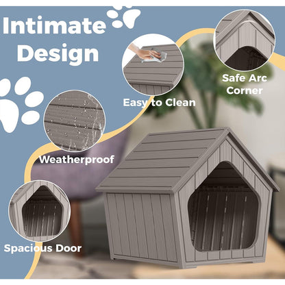 Yardgrace Outdoor Waterproof Cat House,23.43×22.64×22.8 Inches,Insulated Cat Shelter Feral for All Seasons,Easy to Assemble,Suitable for Cats and Small Dogs (Light Brown, 23.43×22.64×22.8 Inches)