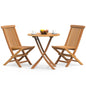Yardgrace 3-Piece Patio Bistro Set, Solid Grade-A Teakwood Folding Bistro Chairs Set of 2, Weather-Resistant Coffee Table Set, Bistro Set for Lawn Balcony Porch Garden Backyard Pool
