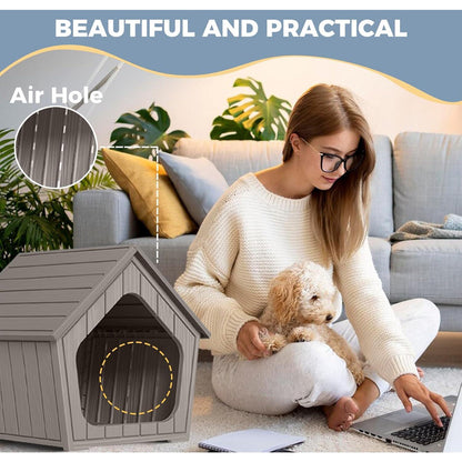 Yardgrace Outdoor Waterproof Cat House,23.43×22.64×22.8 Inches,Insulated Cat Shelter Feral for All Seasons,Easy to Assemble,Suitable for Cats and Small Dogs (Light Brown, 23.43×22.64×22.8 Inches)