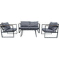 Yardgrace 4-Piece Wicker Patio Furniture Set, Sectional Sofa with Glass Coffee Table & Large Storage Box, Couch, Outdoor Conversation Set with Thick Blue Cushions