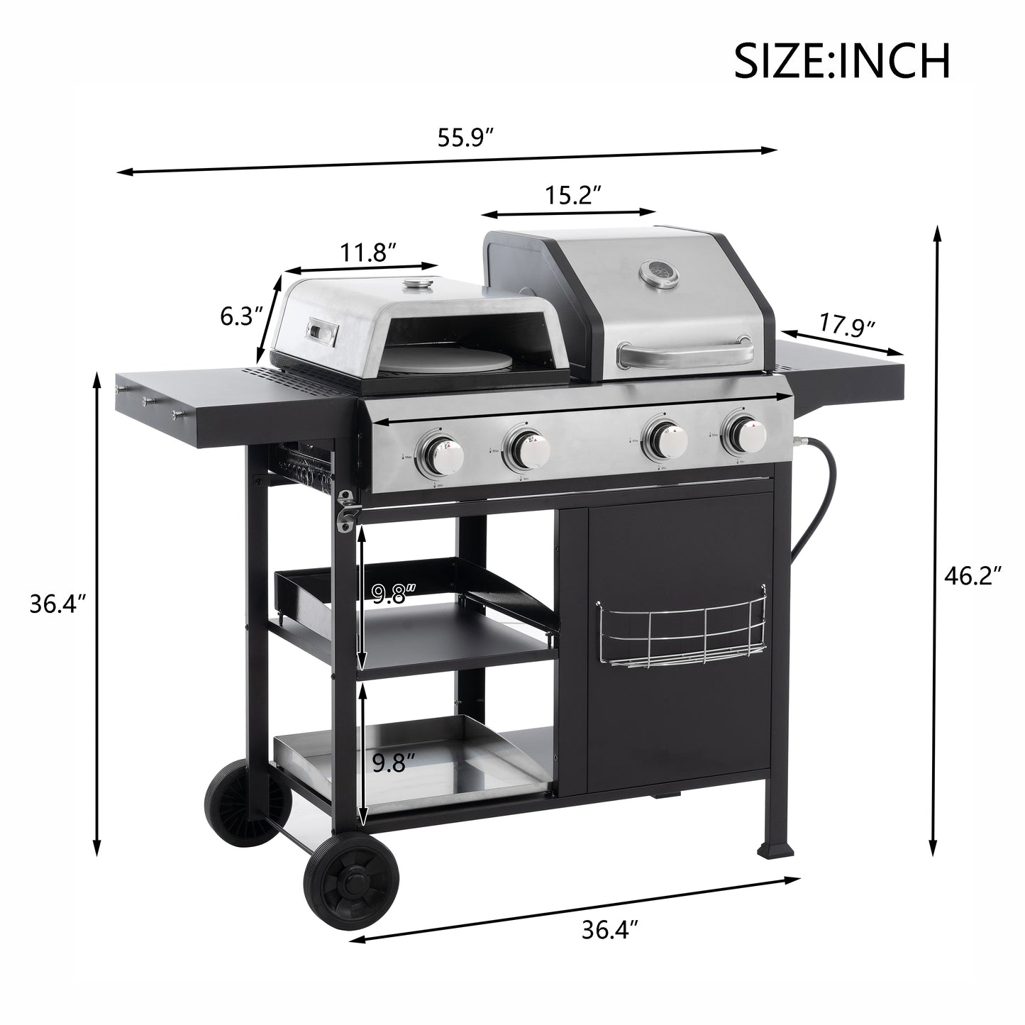 2+2 Multi-function Burner GasGrill and Griddle Combo