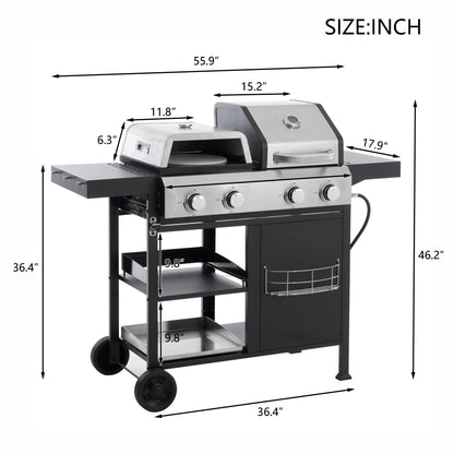2+2 Multi-function Burner GasGrill and Griddle Combo