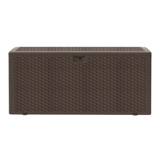 150 Gallon Pro Lockable Resin Deck Box, Waterproof Outdoor Storage Box for Patio Furniture, Garden Tools, Pool Accessories, UV-Resistant Outside Delivery, Brown