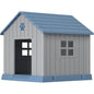 Medium Square Dog House, Weatherproof Plastic Kennel with Raised Floor & Ventilation, Indoor/Outdoor Shelter for Small to Medium Dogs (31.2''x33.7''x32.5'')