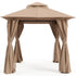 Beige 8x8 soft top gazebo with privacy curtains