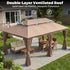 Beige soft top gazebo with double-layer ventilated roof