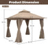 Khaki 10x10 patio gazebo product dimensions