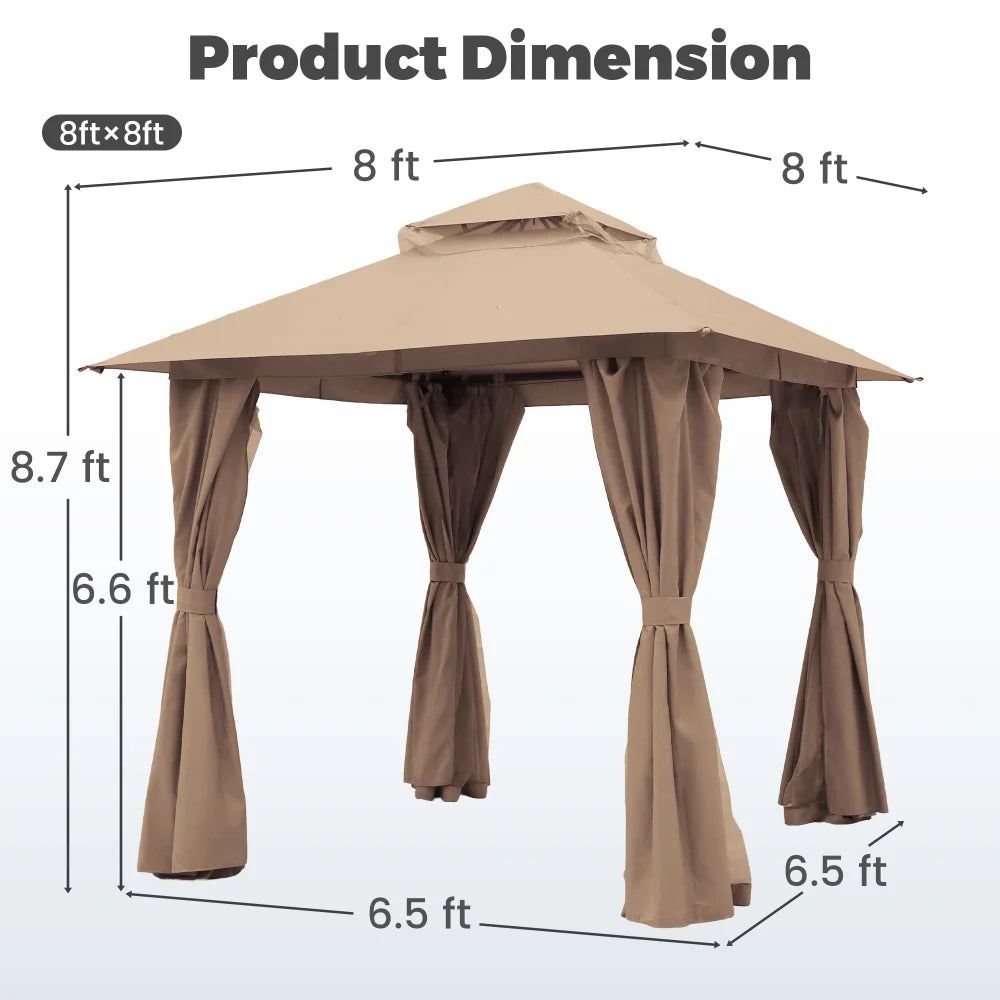 Beige 8x8 outdoor gazebo product dimensions