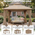 Khaki 10x10 gazebo with detachable privacy curtains