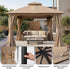 Khaki soft top gazebo with reinforced frame and hanging hooks