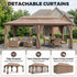 Beige patio gazebo with detachable privacy curtains