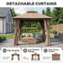 Beige patio gazebo with detachable curtains