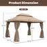 Khaki 13x10 patio gazebo product dimensions