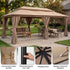 Beige soft top gazebo with reinforced frame and hanging hooks
