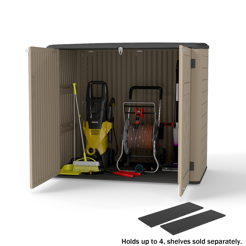 Yardgrace 38 Cu. Ft. Resin Horizontal Outdoor Storage Shed, Weather-Resistant Tool Box