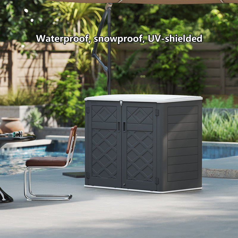 Yardgrace 38 Cu. Ft. Resin Horizontal Outdoor Storage Shed, Weather-Resistant Tool Box