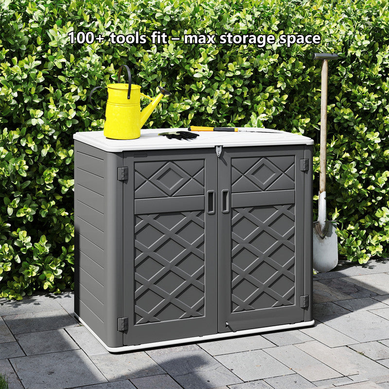 Yardgrace 38 Cu. Ft. Resin Horizontal Outdoor Storage Shed, Weather-Resistant Tool Box