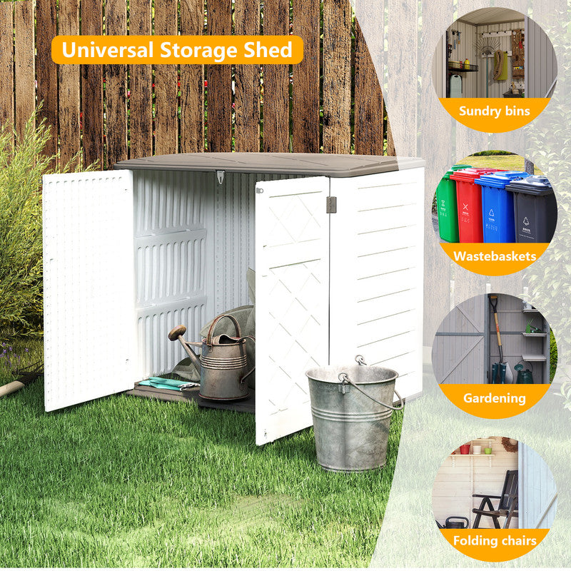 Yardgrace 38 Cu. Ft. Resin Horizontal Outdoor Storage Shed, Weather-Resistant Tool Box