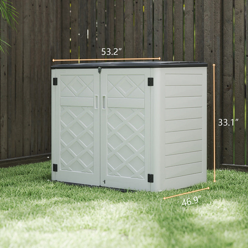 Yardgrace 38 Cu. Ft. Resin Horizontal Outdoor Storage Shed, Weather-Resistant Tool Box