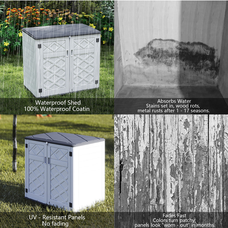 Yardgrace 38 Cu. Ft. Resin Horizontal Outdoor Storage Shed, Weather-Resistant Tool Box