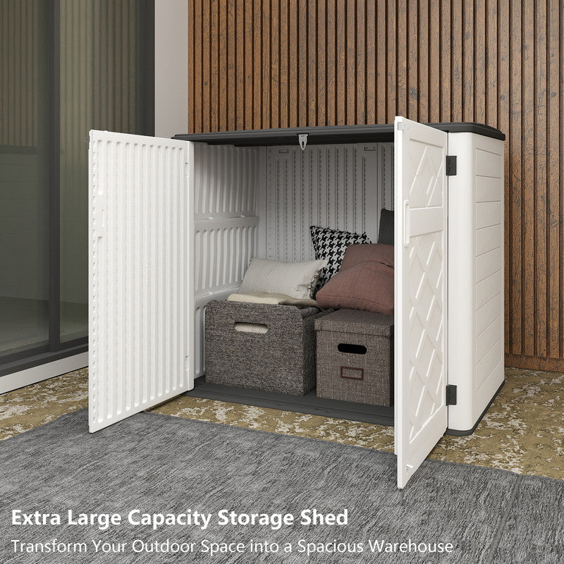 Yardgrace 38 Cu. Ft. Resin Horizontal Outdoor Storage Shed, Weather-Resistant Tool Box