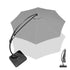 Gray cantilever umbrella shown open with offset support