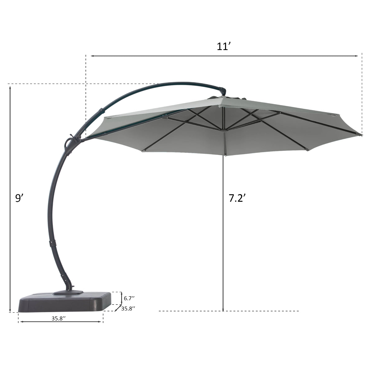 11 FT Deluxe Curved Cantilever Patio Umbrella