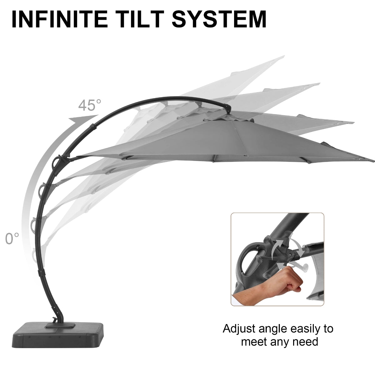 11 FT Deluxe Curved Cantilever Patio Umbrella