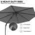 Cantilever umbrella with 8 heavy-duty ribs and protective canopy fabric