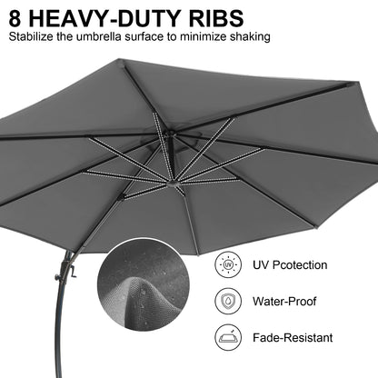 11 FT Deluxe Curved Cantilever Patio Umbrella