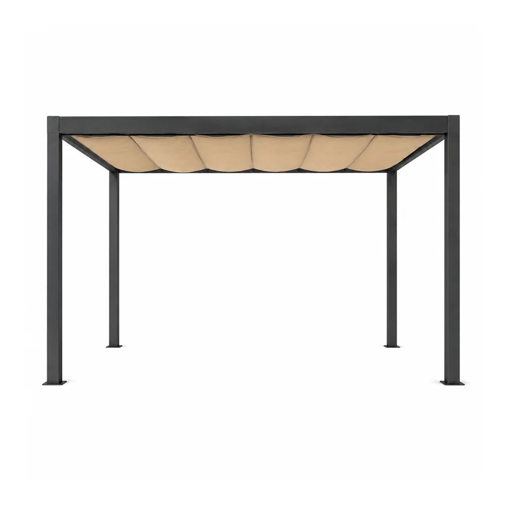 Modern Outdoor Pergola with Beige Wave Canopy