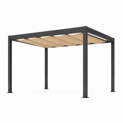 Modern Outdoor Pergola with Beige Wave Canopy